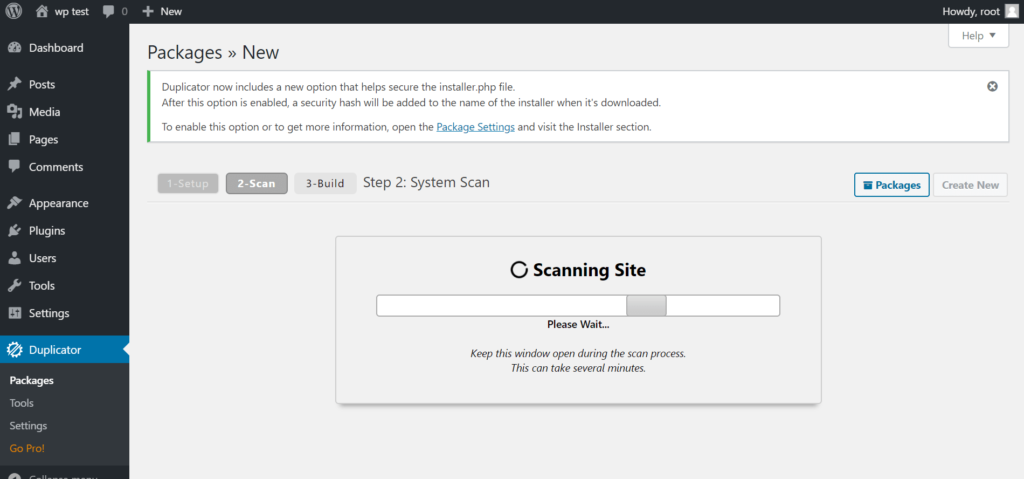 Screenshot 25 Transferring a website from localhost to cPanel using Duplicator