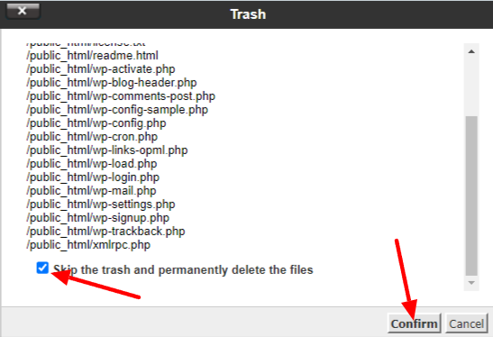 deletefiles file manager How to delete WordPress