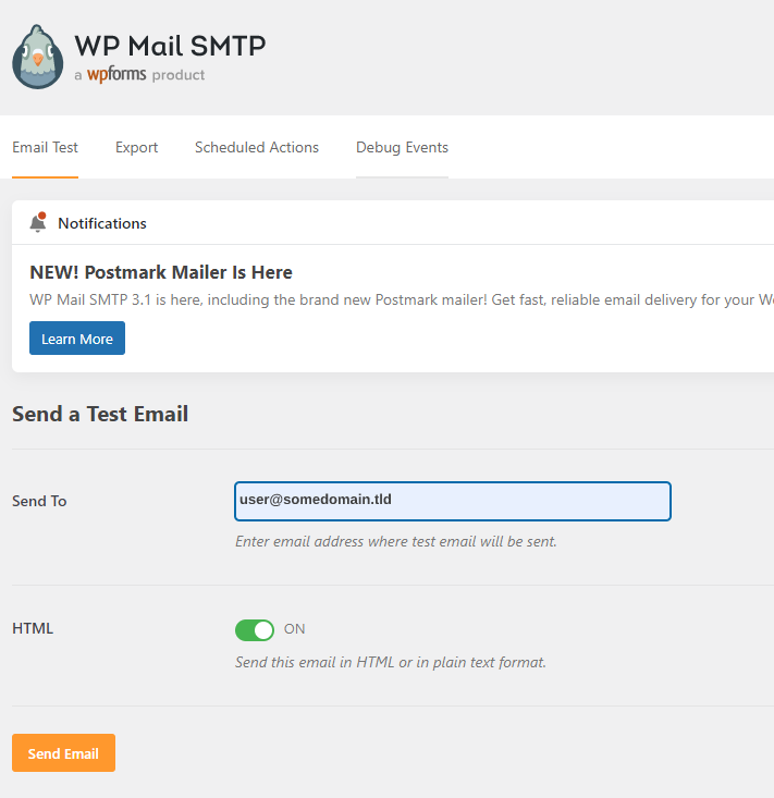emailtestsmtp2 1 SMTP and WordPress